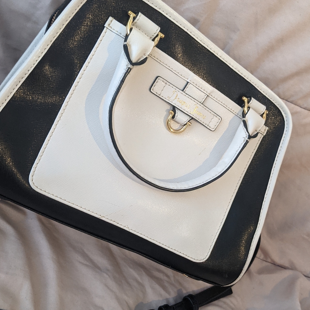 Draper James Navy and White Leather Crossbody Bag